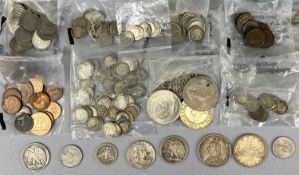 COLLECTION OF BRITISH PRE-DECIMAL COINS including Queen Victoria silver Crown, silver 3ds, 6ds,