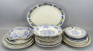 STAFFORDSHIRE BLUE & WHITE TRANSFERWARE, 19th century, various patterns including Asiatic Pheasant