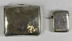 EDWARD VII SILVER CIGARETTE CASE & VESTA CASE, cigarette case Birmingham 1910, Williams Ltd., 8.5