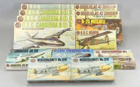 AIRFIX THIRTEEN BOXED PLASTIC MILITARY AIRCRAFT MODEL KITS including Hawker Hurricane Mk. 2, Douglas