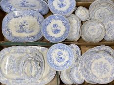 LARGE COLLECTION OF 19TH CENTURY STAFFORDSHIRE BLUE & WHITE TRANSFERWARE with Asiatic Pheasants