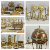 LARGE GROUP OF METALWARE including Regency copper and brass samovar with lion mask ring handles,
