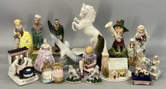 COLLECTION OF CHINA FIGURINES & ANIMAL FIGURES including Royal Worcester 'The First Cuckoo' modelled