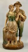 LARGE ART STUDIO PLASTER MODEL OF PEASANT COUPLE impressed no. 184 on reverse, 72cms (h) Provenance: