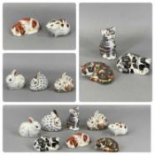 EIGHT ROYAL CROWN DERBY ANIMAL PAPERWEIGHTS including rabbits, cats and dog Provenance: private