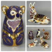 FIVE ROYAL CROWN DERBY PAPERWEIGHTS, 'Koala Bear', 'Fawn', 'Emperor Penguin', 'Thistle' and '