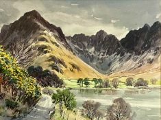 ‡ E. GRIEG HALL (British 20th century) watercolour - entitled verso 'Buttermere, Tuesday 6th April