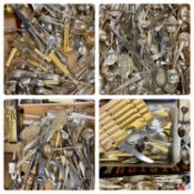 LARGE QUANTITY OF ASSORTED PLATED CUTLERY contained within four boxes Provenance: private collection