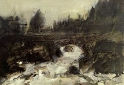 ‡ WILLIAM SELWYN (Welsh b.1933) limited edition (237/300) colour print - river bridge, signed and
