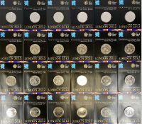 EIGHTY-THREE ROYAL MINT PROOF COMMEMORATIVE SETS, Countdown to London 2012, UK 2010 £5 coin, each