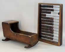 MAHOGANY FRAMED PERIOD ABACUS and a Victorian pine doll's cradle Provenance: private collection