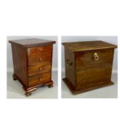 MAHOGANY TABLETOP CHEST, four long drawers with brass knob handles on ogee bracket feet, 38 x