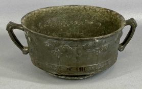ARTS & CRAFTS PEWTER TWO-HANDLED ROSE BOWL, c.1910, probably Liberty & Co. Tudric designed by