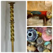 VARIOUS OIL LAMP ACCESSORIES including reservoirs, funnels, burner etc. Provenance: private