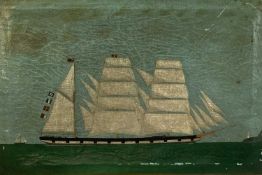 19TH CENTURY ENGLISH SCHOOL oil on canvas - sailing schooner offshore, unsigned, 33 x 49.5cms