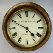 SINGLE FUSEE DIAL CLOCK in a walnut case, having a painted dial and with inscription 'G Eccles &