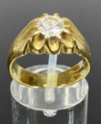 18CT GOLD GENTLEMAN'S SIGNET RING having solitaire diamond, approx 1.0ct Provenance: deceased estate