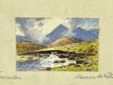 ‡ WARREN WILLIAMS (Welsh 1863-1918) miniature watercolour - entitled 'Snowdon', signed and