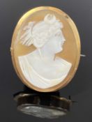 OVAL CAMEO PORTRAIT BROOCH in 9ct rose gold mount, 45 x 35mm, 7.6gms Provenance: private