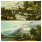 TWO BRITISH 19TH CENTURY OILS ON CANVAS - W. Ellis entitled verso 'Old Water Mill, Llangollen',