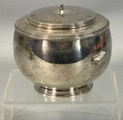 GEORGE VI CIRCULAR SILVER LIDDED BOWL on circular foot, Birmingham 1937, Mappin & Webb, 11cms (h),