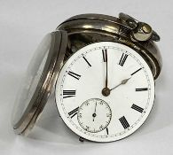 J JONES PWLLHELI SILVER POCKET WATCH having white enamel dial with black Roman numerals and