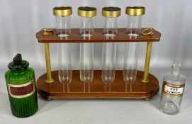 ANTIQUE GREEN GLASS PHARMACIST'S BOTTLE & STOPPER with label 'Acid: Oxalic: (Coml: Poison)', clear