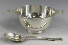 GEORGE VI CIRCULAR TWO-HANDLED PORRINGER of plain form, Sheffield 1946, Walker & Hall, 4.5ozt, in