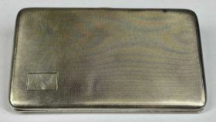 GEORGE VI RECTANGULAR SILVER CIGARETTE CASE having engine turned decoration, Birmingham 1937, H F