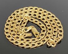 9CT GOLD FLAT CURB LINK CHAIN, 46cms (l), 6.7gms Provenance: private collection Conwy