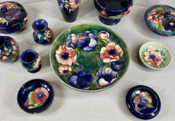 COLLECTION OF MOORCROFT, 14 pieces including bowls, lidded bowls and vases, patterns including