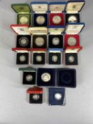 COLLECTION OF SIXTEEN PROOF COMMEMORATIVE SILVER COINS including Piedfort Jubilee crowns, pounds