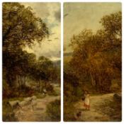 VICTORIAN SCHOOL pair of oils on board - country scenes with figures, 29 x 24cms both Provenance: