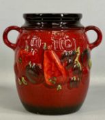 SCHEURICH WEST GERMAN RUMTOPF TWO-HANDLED KITCHENWARE POT, moulded and painted with vegetables,