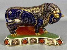 ROYAL CROWN DERBY 'GRECIAN BULL' PAPERWEIGHT, marked LIX with gold stopper Provenance: deceased
