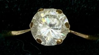 9CT GOLD FAUX SOLITAIRE DIAMOND RING, size N, 1.6gms Provenance: deceased estate Conwy