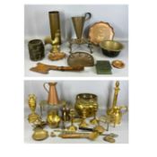 ASSORTED COPPER, BRASS & METAL WARE including circular Arts & Crafts tray with wavy rim, embossed