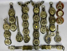 COLLECTION OF ANTIQUE & LATER LEATHER MARTINGALES, HORSE BRASSES & FITTINGS Provenance: private
