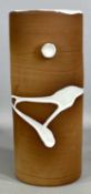 STEPHEN PEARCE OF CORK, IRELAND TERRACOTTA STUDIO CYLINDRICAL VASE with white drip glaze