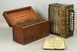 19TH CENTURY FRENCH INLAID ROSEWOOD ACCORDIAN FLUTINA with brass and mother of pearl keys,