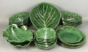 PORTUGUESE CABBAGE LEAF POTTERY including various bowls, dishes, side plates etc., with similar