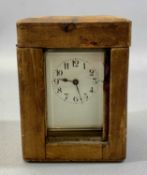 GILT BRASS FOUR GLASS CARRIAGE CLOCK, late 19th century in case with key, 14cms (h) Provenance:
