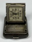 MIMO ART DECO SILVER FOLDING PURSE WATCH, square case, silvered dial having Arabic numerals and