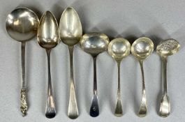 ASSORTED SILVER CUTLERY comprising Georgian and later, a pair of ladles having bright cut
