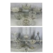 ASSORTED CUT GLASS WARE including decanters and stoppers, circular bowls, vases etc. Provenance: