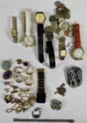 ASSORTED COSTUME JEWELLERY, COINAGE & WATCHES Provenance: deceased estate Conwy