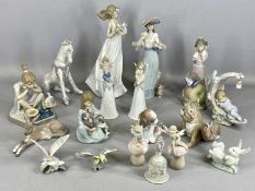 18 LLADRÓ FIGURINES, figures and animals including 'Unicorn', 22cms (h), two 'Fairy Bells', 19cms (