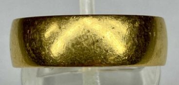 22CT GOLD BROAD WEDDING BAND, size Q/R, 7gms Provenance: deceased estate Conwy