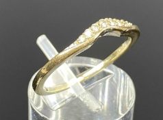9CT YELLOW & WHITE GOLD DIAMOND SET WISHBONE RING, size P, 2gms Provenance: private collection
