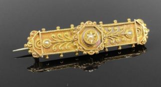 VICTORIAN 15CT GOLD BROOCH set with split seed pearls, 4.1gms Provenance: private collection Conwy